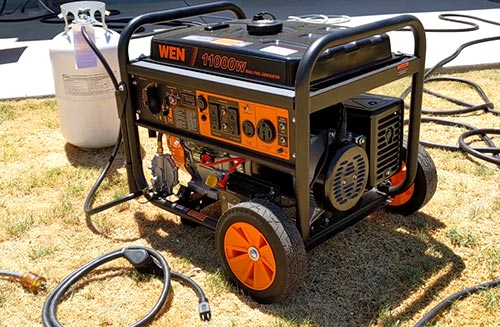 generator with a propane tank